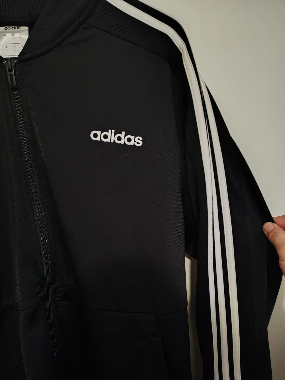 adidas Black Track Jacket with White Stripes